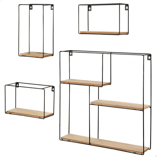 Set of 2 tables Alexandra House Living Black Iron MDF Wood 39 x 57 x 39 cm
