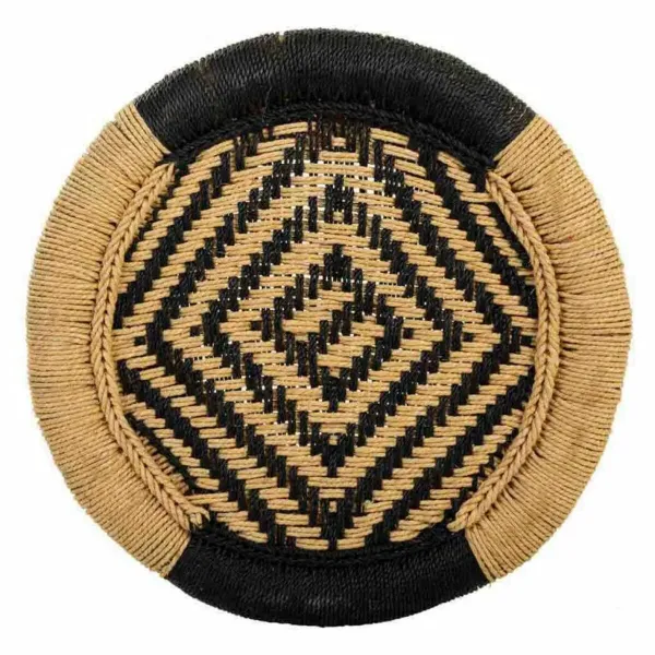 Set of stools Alexandra House Living Black Natural Bamboo Rope 38 x 38 x 38 cm 2 Pieces