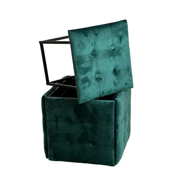 Pouffe Alexandra House Living Dark green polystyrene 45 x 30 x 45 cm