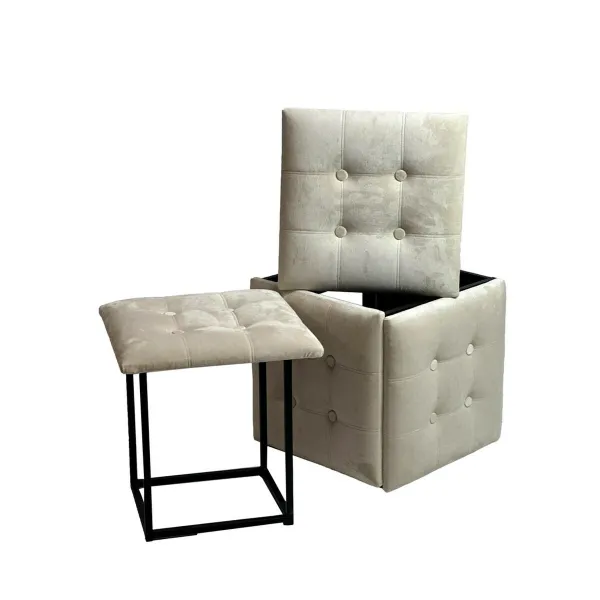 Pouffe Alexandra House Living Cream polystyrene 45 x 30 x 45 cm