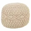 Pouffe Alexandra House Living Cream Bamboo Sponge MDF Wood 50 x 30 x 50 cm