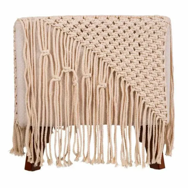 Stool Alexandra House Living Cream Bamboo Sponge MDF Wood 45 x 45 x 45 cm