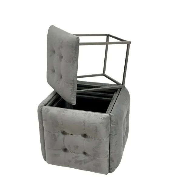 Stool Alexandra House Living Grey Wood synthetic rattan 40 x 48 x 40 cm