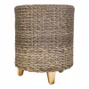 Stool Alexandra House Living Grey Wood synthetic rattan 40 x 48 x 40 cm