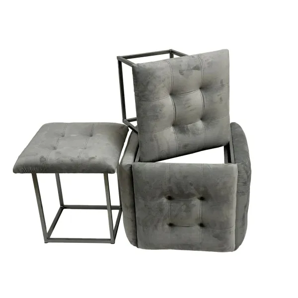 Stool Alexandra House Living Grey Wood synthetic rattan 40 x 48 x 40 cm