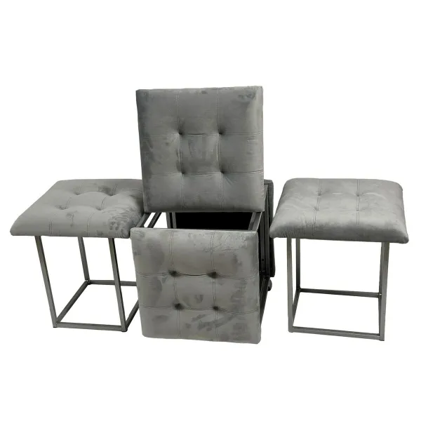 Stool Alexandra House Living Grey Wood synthetic rattan 40 x 48 x 40 cm