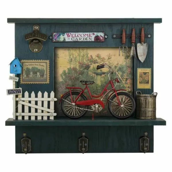 Wall mounted coat hanger Alexandra House Living Metal MDF Wood Bicycle 11 x 37 x 42 cm Shop