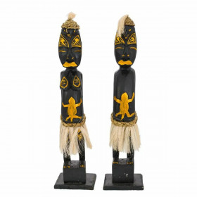 Set of Figures Alexandra House Living Black Wood Ethnic 12 x 50 x 12 cm 2 Pieces