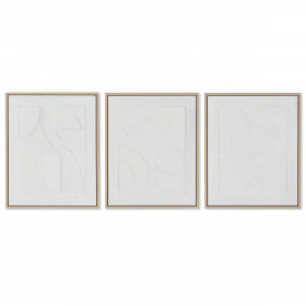 Painting Home ESPRIT White polystyrene Canvas Abstract Scandinavian 40 x 4,8 x 50 cm (3 Units)