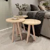 Set of 3 small tables Alexandra House Living Natural Oak Wood MDP 35 x 49 x 35 cm 35 x 45 x 35 cm 35 x 47 x 35 cm