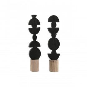 Decorative Figure Home ESPRIT Brown Black Abstract Modern 15 x 9 x 64 cm (2 Units)