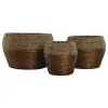 Set of Planters Home ESPRIT Natural Metal Fibre Tropical 32 x 32 x 23 cm