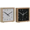 Table clock Home ESPRIT White Black Bamboo 16 x 4,6 x 16 cm (2 Units)