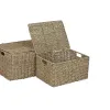 Basket set Home ESPRIT Natural Metal Natural Fibre Tropical 46 x 36 x 26 cm (3 Pieces)
