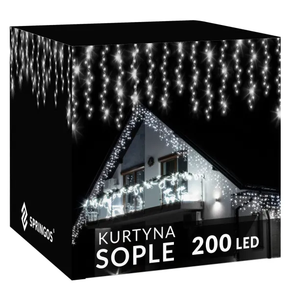 Valguskurd 200 LED-girland, sise- ja välistingimustes kasutatavad jääpurikud, külm valge
