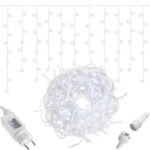 Light curtain 200 LED garland, indoor-outdoor icicle lights cold white