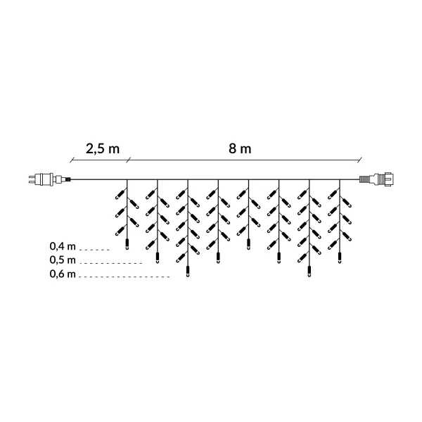 Light curtain 200 LED garland, indoor-outdoor icicle lights cold white