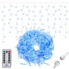 Light curtain with remote control 300 LED garland, indoor-outdoor lights icicles blue