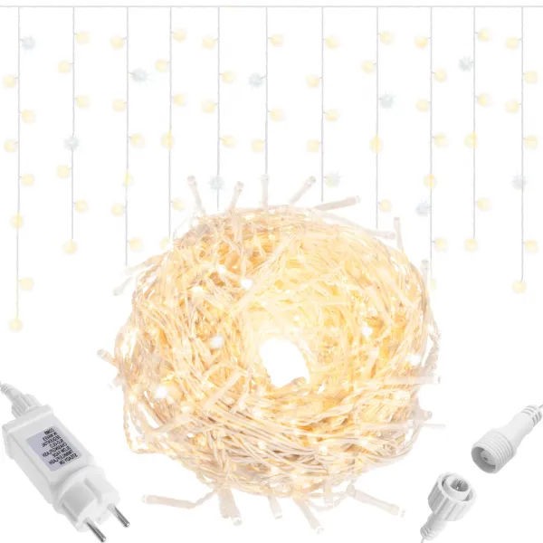 Christmas LED Curtain Lights Springos CL0317, 300 LED, Warm White