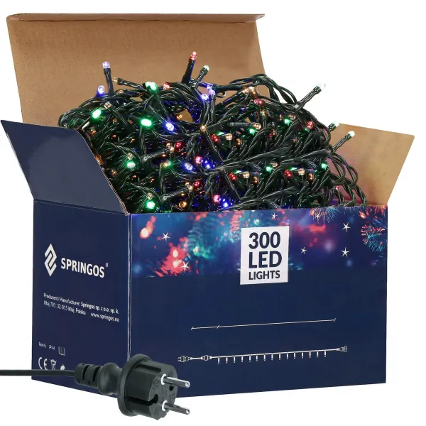 Jõulupuu tuled 25,5 m mitmevärvilised 300 LED jõulutuled IP44