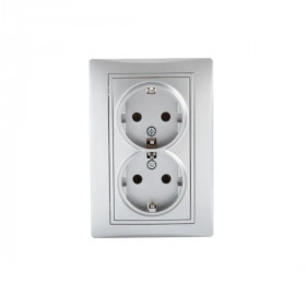 Double Socket Outlet 16A - 250V~ Schuko Type-Earthed DOMO