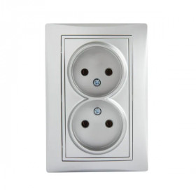 Double Socket Outlet 16A - 250V~e-Without Earth DOMO