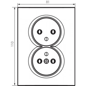 Type E double power socket, complete LOGI