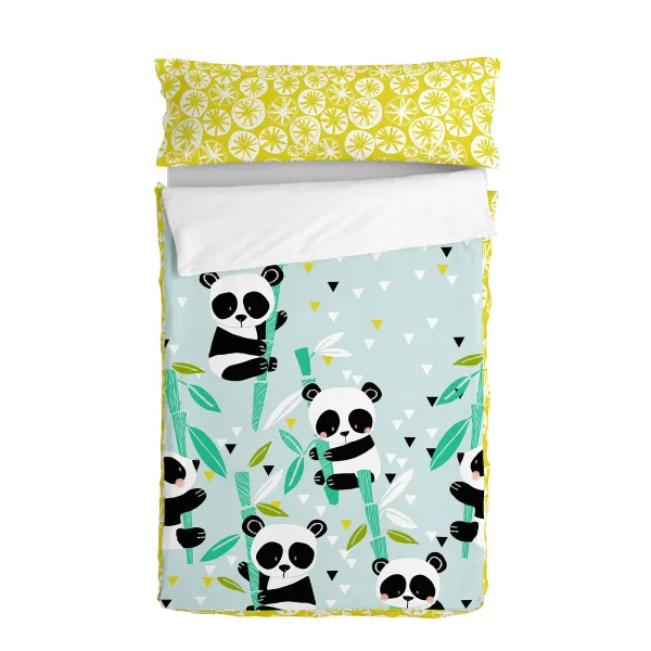 Dygsniuota patalynė su užtrauktuku HappyFriday Moshi Moshi Panda Garden Blue Mėlyna 42 x 20 x 50 cm