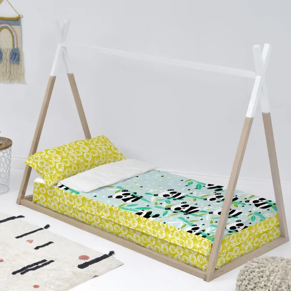 Quilted Zipper Bedding HappyFriday Moshi Moshi Panda Garden Blue Blue 42 x 20 x 50 cm