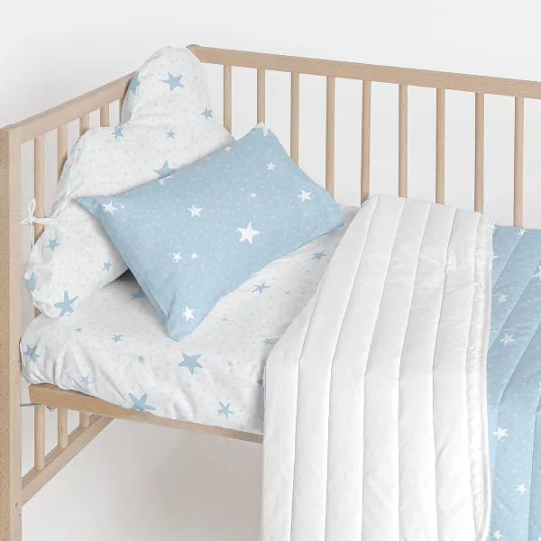 Cot protector HappyFriday Basic Kids Little star  Blue 60 x 40 cm