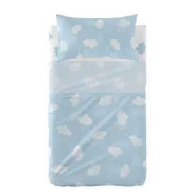 Cot Bedding Set HappyFriday Basic Kids Clouds Blue