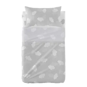 Cot Bedding Set HappyFriday Basic Kids Clouds Grey Baby Crib