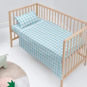 Cot Bedding Set HappyFriday Basic Kids Vichy Blue