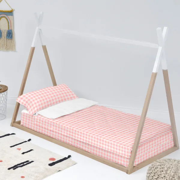 Quilt Cover without Filling HappyFriday Basic Kids Vichy Pink 105 x 200 cm