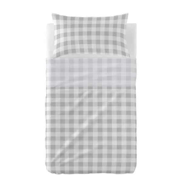 Cot Bedding Set HappyFriday Basic Kids Vichy Grey Baby Crib