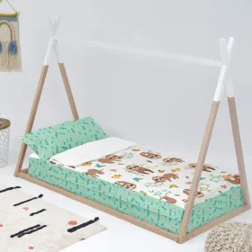 Комплект постельного белья на молнии с одеялом HappyFriday Moshi Moshi Happy Sloth Разноцветный 105 x 200 cm