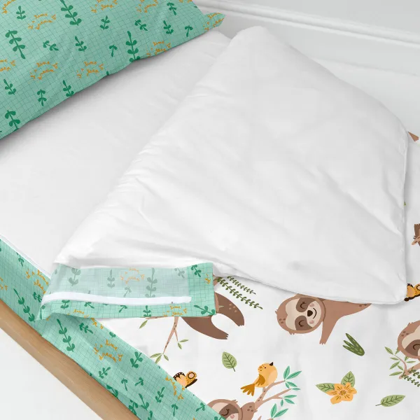 Quilted Zipper Bedding HappyFriday Moshi Moshi Happy Sloth Multicolour 105 x 200 cm