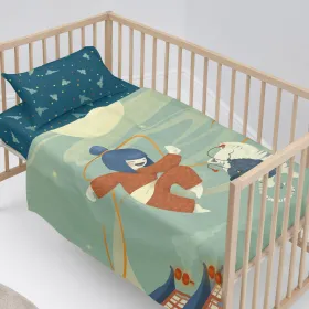 Cot Bedding Set HappyFriday Mr Fox The Warrior Multicolour Baby Crib