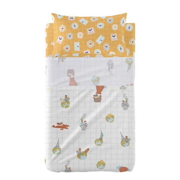 Cot Bedding Set HappyFriday Mr Fox World Trip Multicolour