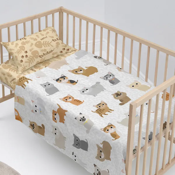 Cot Bedding Set HappyFriday Mr Fox Cats Multicolour Baby Crib