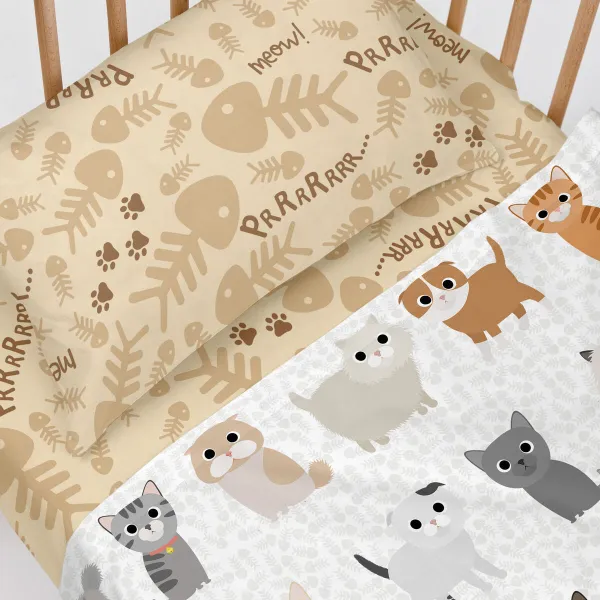 Cot Bedding Set HappyFriday Mr Fox Cats Multicolour Baby Crib