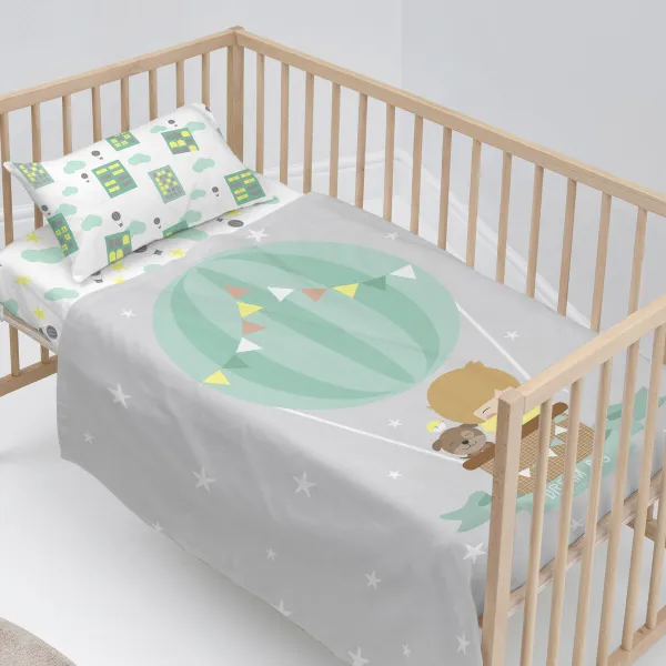 Cot Bedding Set HappyFriday Happynois Air Balloon Multicolour