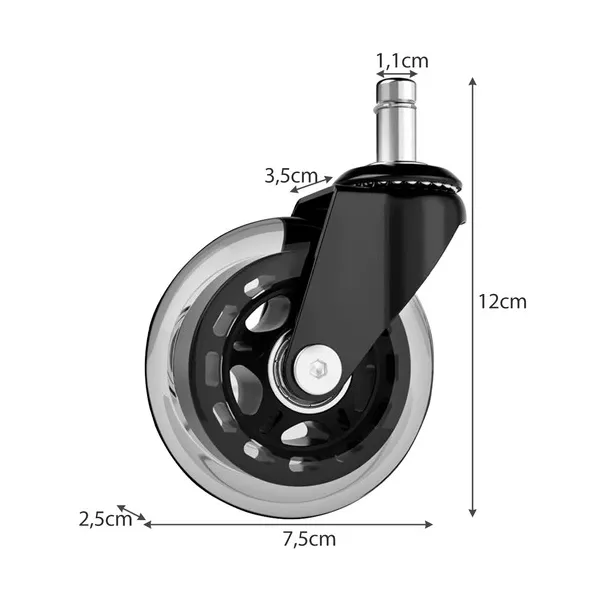 Toimistotuolin pyörät - 5 kpl Malatec 22077
