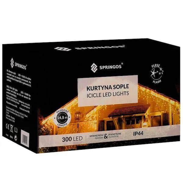 Ziemassvētku LED lampiņu aizkars Springos CL4037 300 LED