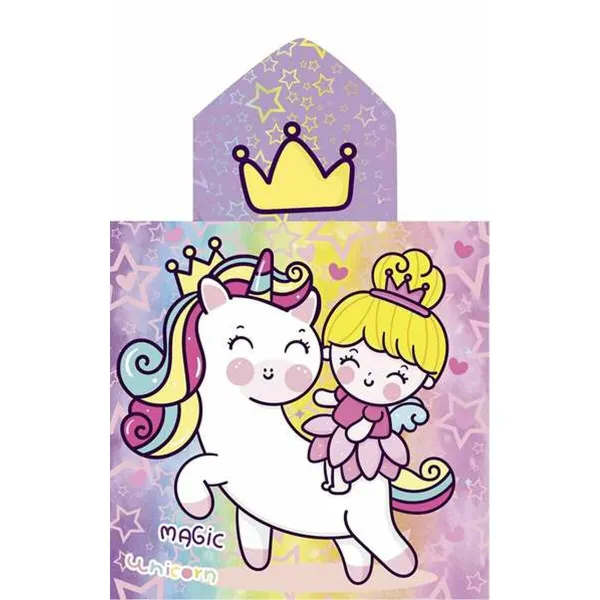 Pončo dvielis ar kapuci Secaneta Unicornprins 60 x 120 cm