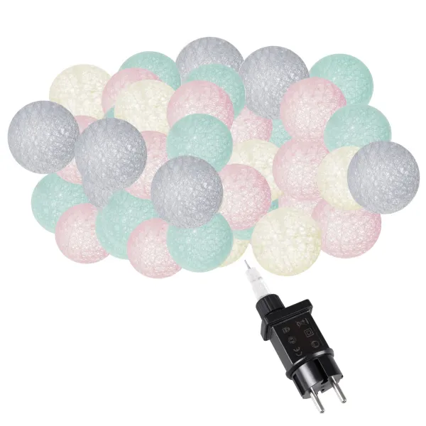 Cotton balls 30 LED decorative lights, electric garland Springos CL0154 turquoise-pink