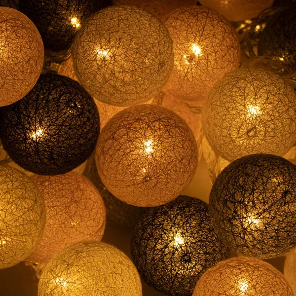 Cotton balls Springos CL0155, 50 LED, Decorative Light Garland, Electric, Graphite-White
