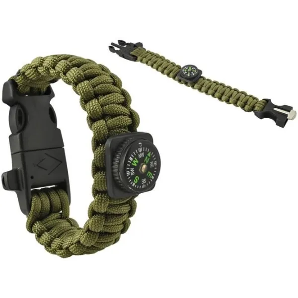 SURVIVAL bracelet with accessories - green