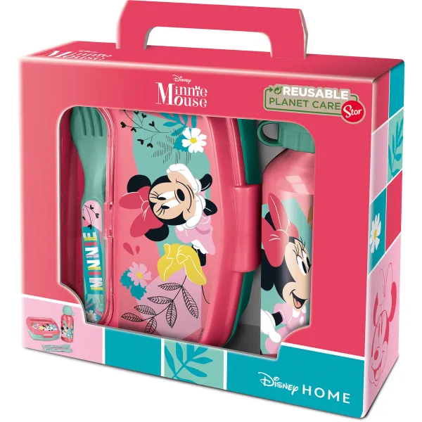 Piknika Statīva un Pudeles Komplekts Minnie Mouse Rozā 21 x 18 x 7 cm