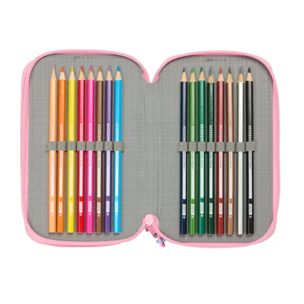 School Case with Accessories Barbie Painterly Pink Sky blue 12,5 x 19,5 x 5,5 cm 37 Pieces